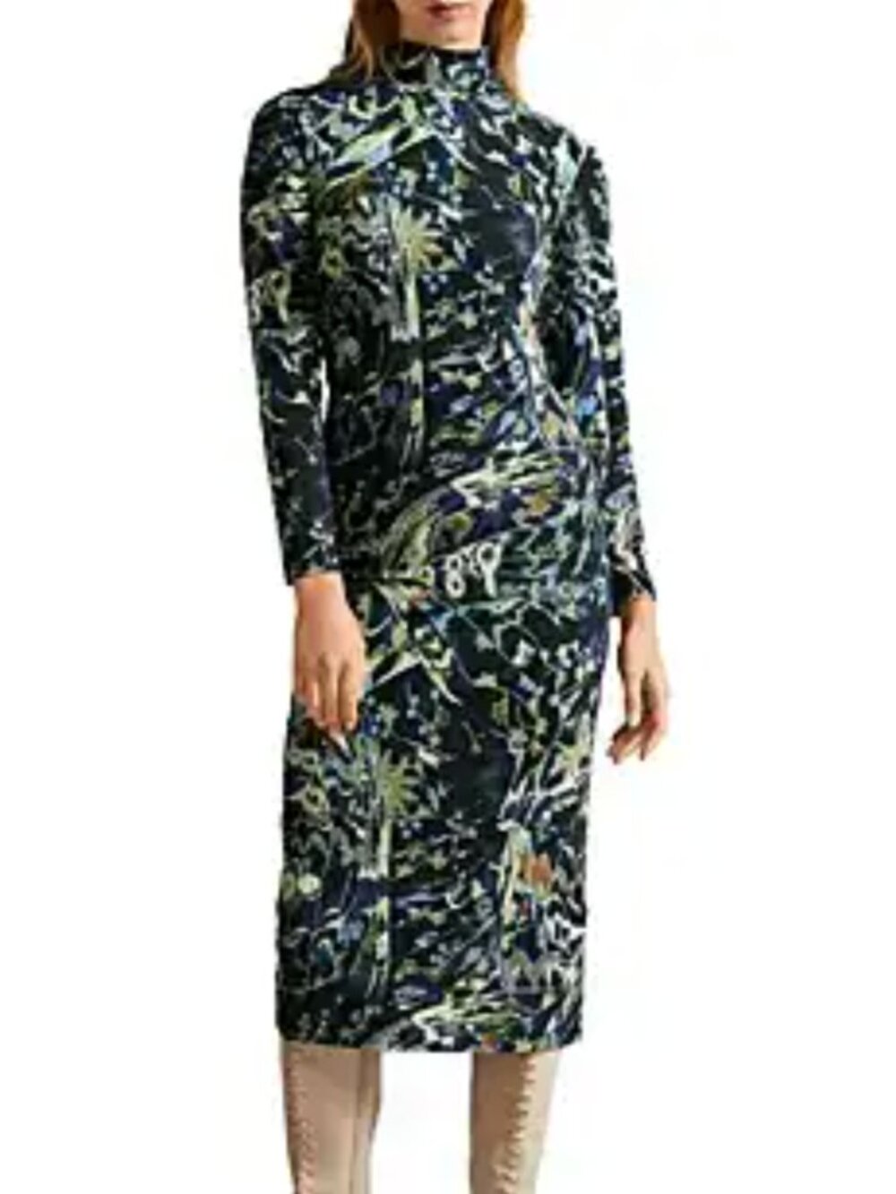 Ted Baker Choliee Printed High Neck Bodycon Dress - Size 2